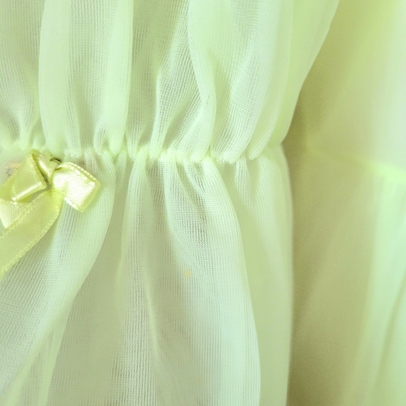 50's FEMININE DRESSING GOWN FLORAL LEMON LIME YELLOW - Picture 10 of 14